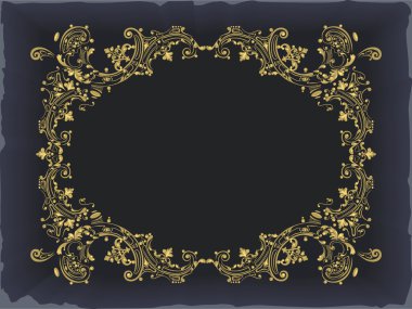 Frame swirling decorative elements on a gray background. Space for your text or picture clipart