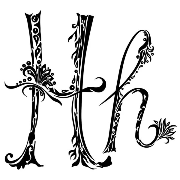白い背景の上の抽象花柄のスタイルで h h を手紙します。 — ストックベクタ