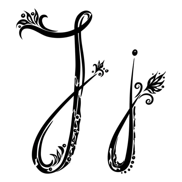 Буква J j в стиле абстрактного цветочного узором на белом фоне — стоковый вектор