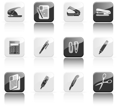 Twelve stationery icons clipart