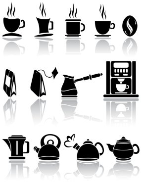 Set of coffee and tea icons clipart