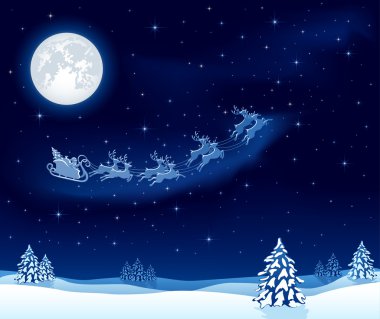 Christmas background with Santas sleigh clipart