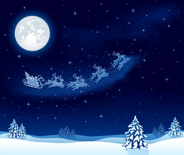 サンタのそりとクリスマスの背景 — ストックベクタ