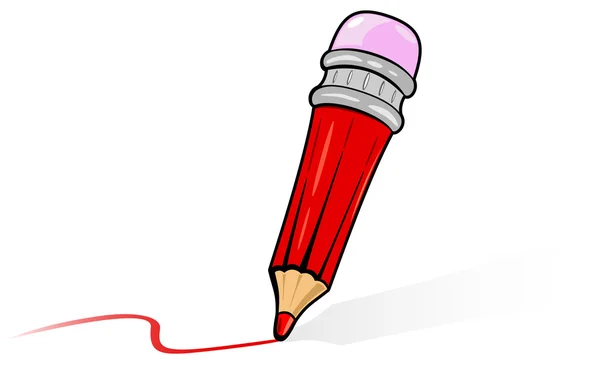 Piros ceruza-val árnyék — Stock Vector