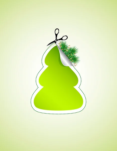 Schere schneidet Weihnachtsbaum — Stockvektor