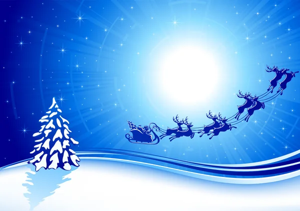 Fond de Noël avec Père Noël et étoiles — Image vectorielle