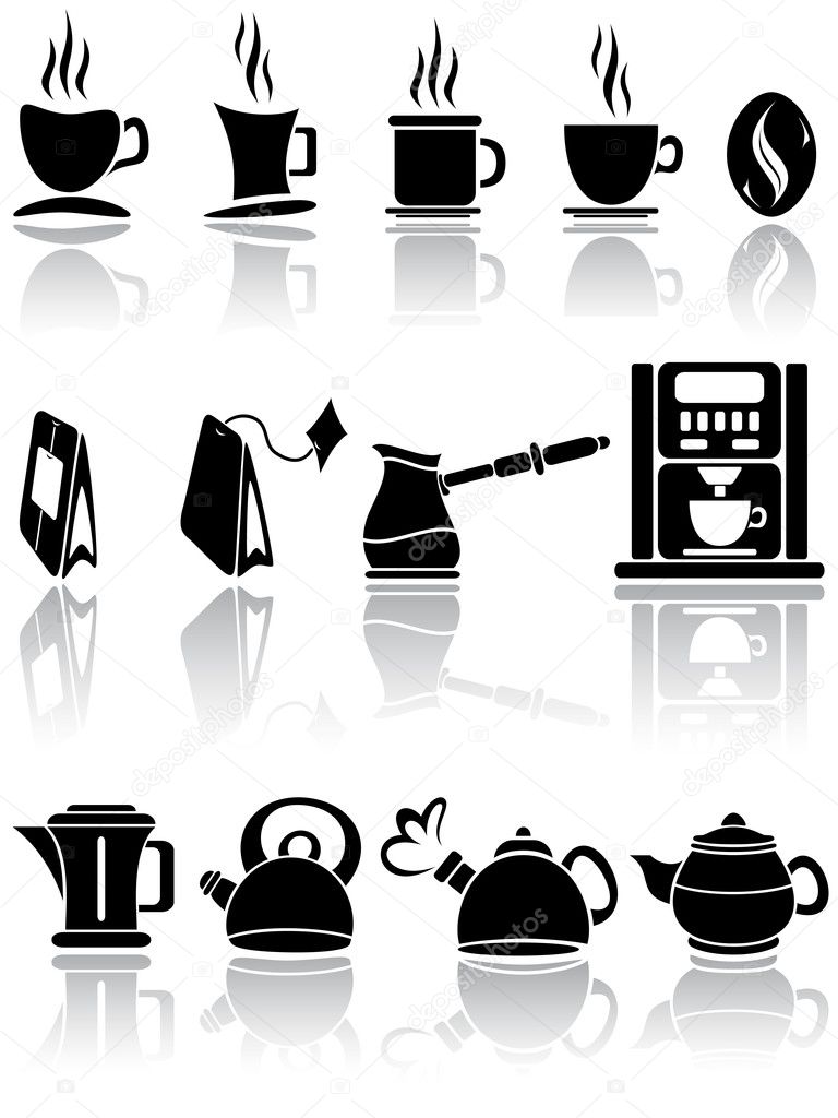 Set of coffee and tea icons