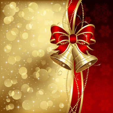 Elegant christmas background with golden bells clipart