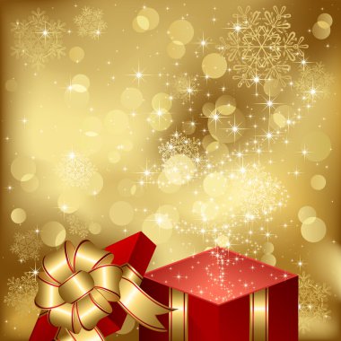 Magic Christmas gift box clipart