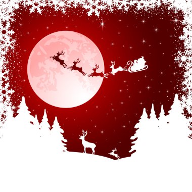 Santa's sleigh on Moon background clipart