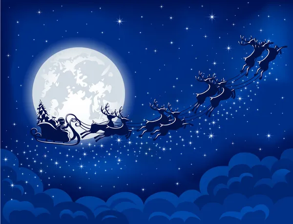 Père Noël et Lune — Image vectorielle