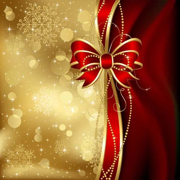 Sfondo natalizio con fiocco decorativo — Vettoriale Stock