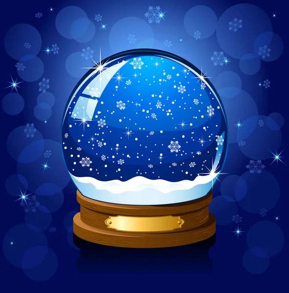 Christmas Snow globe on blue background — Stock Vector