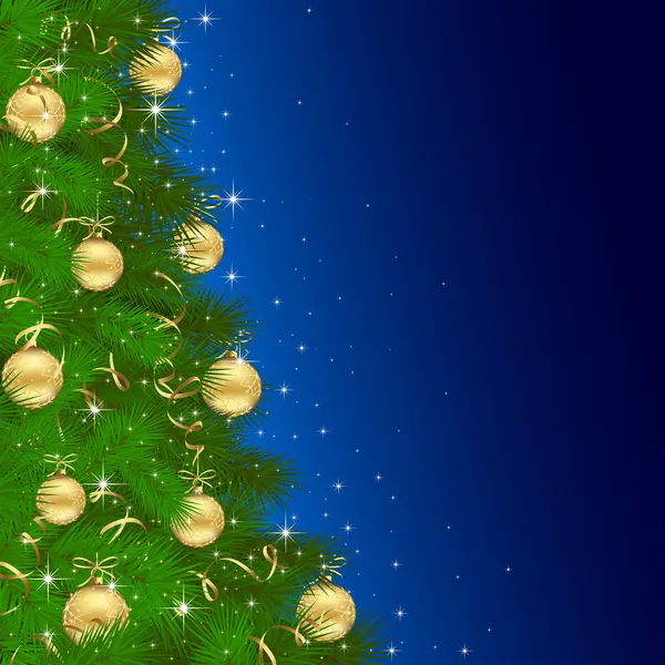 圣诞树与金黄的小玩意 — 图库矢量图片