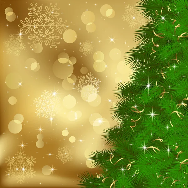Arbre de Noël avec flocons de neige — Image vectorielle