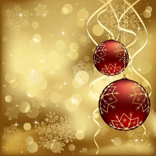 Bola roja de Navidad con luces borrosas — Vector de stock