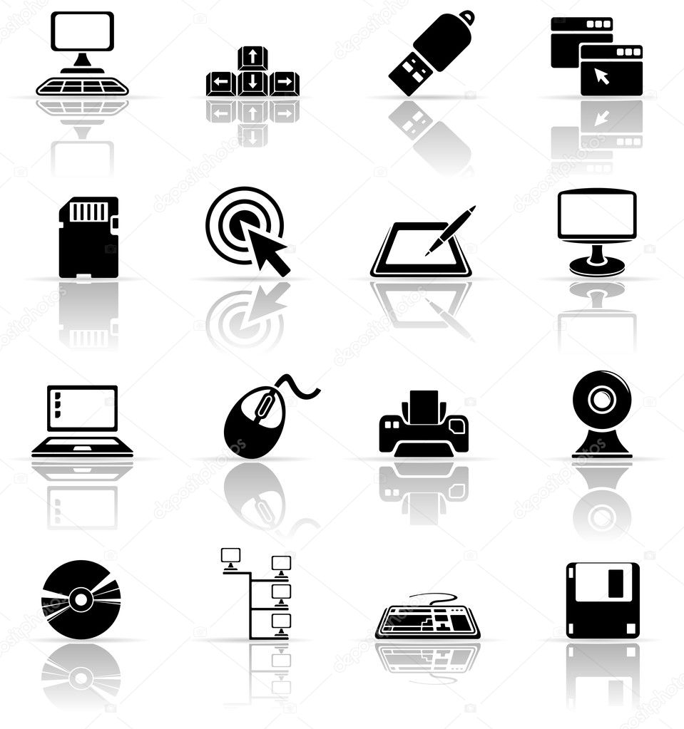 Set of black computer icons