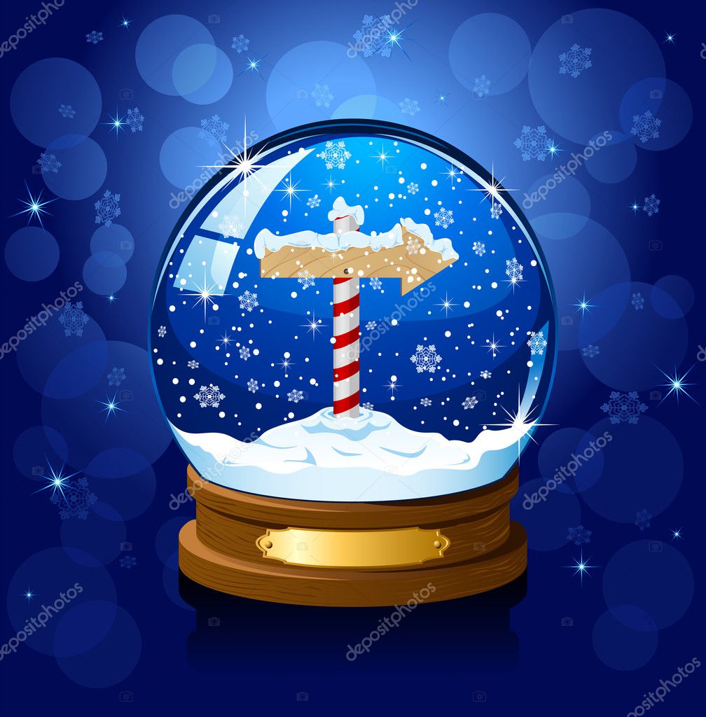 Fondo estrellado de navidad con bola de nieve y muñeco de nieve