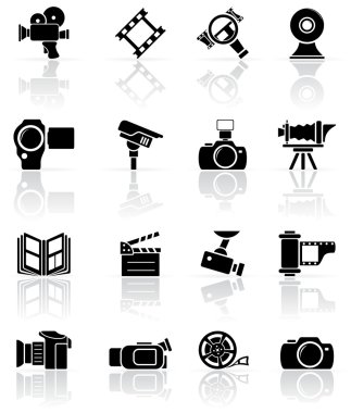 Set of black photo-video icons clipart
