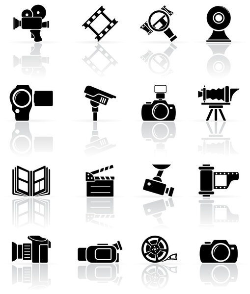 Set of black photo-video icons