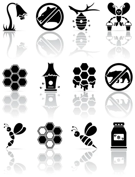 Icônes d'abeilles — Image vectorielle