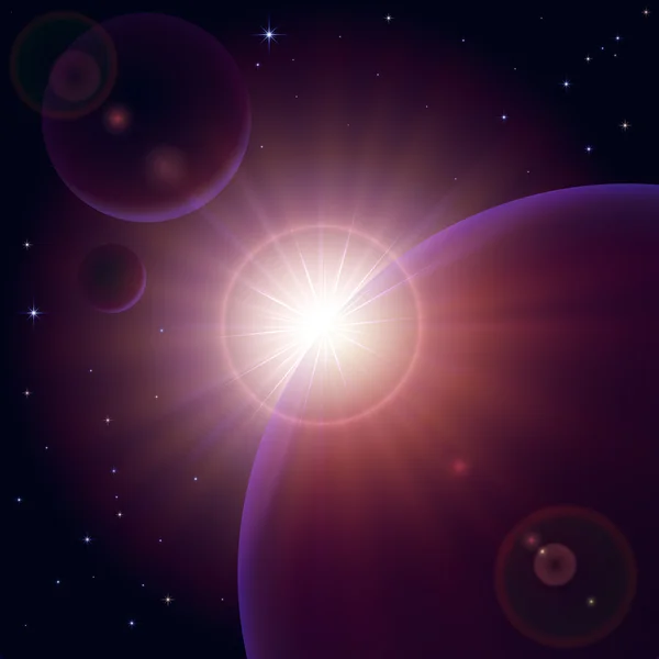 Ανατολή του ηλίου στο διάστημα — Διανυσματικό Αρχείο