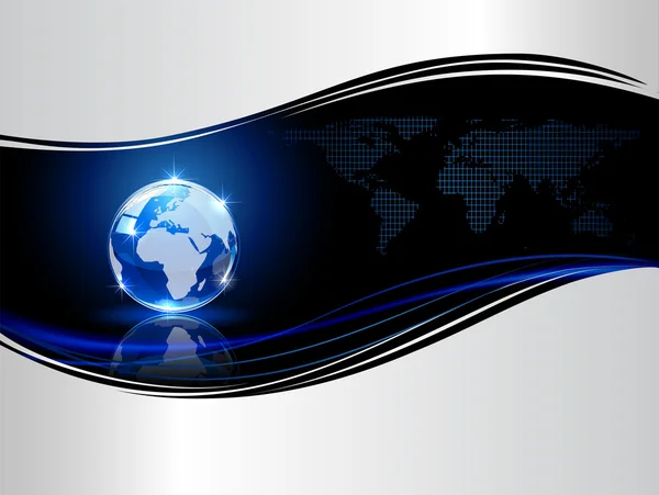 Fond bleu avec globe — Image vectorielle