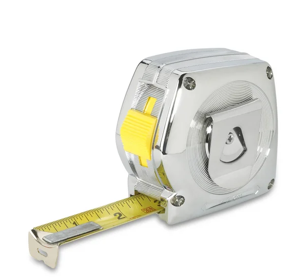 Cromo tapemeasure en blanco con camino — Foto de Stock