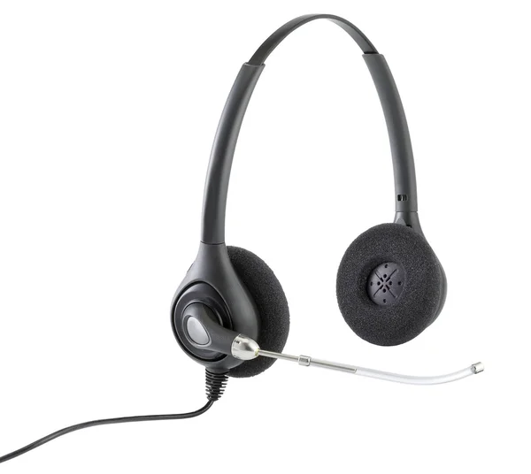 Telefonistas mãos fones de ouvido livres isolados em branco com clippi — Fotografia de Stock