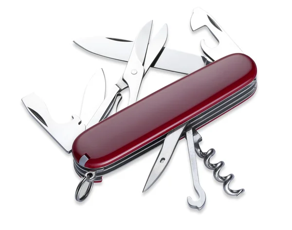Swiss style army Knife with clipping path — Stock Photo, Image
