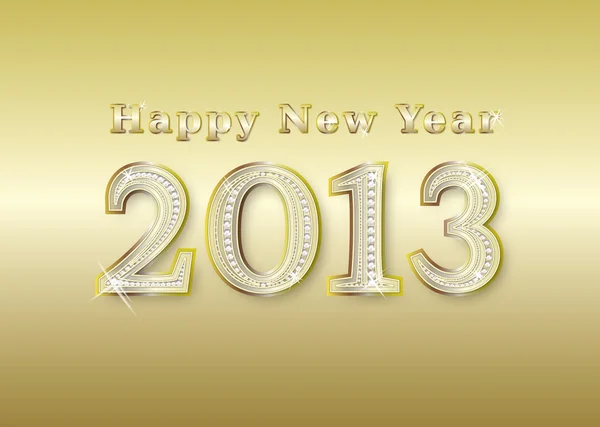 Nieuwe jaar 2013 gouden met diamanten, vectorillustratie — Stockvector