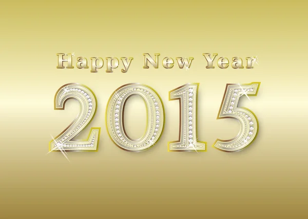 Ano Novo 2015 dourado com diamantes, ilustração vetorial — Vetor de Stock