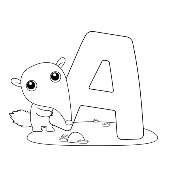 Coloring Alphabet for Kids,A — Stock Vector