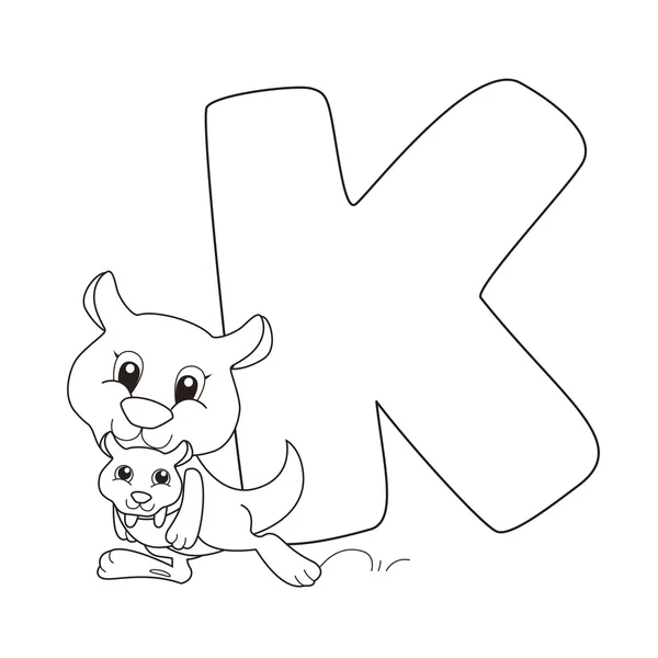 Alfabeto para colorear para niños, K — Archivo Imágenes Vectoriales