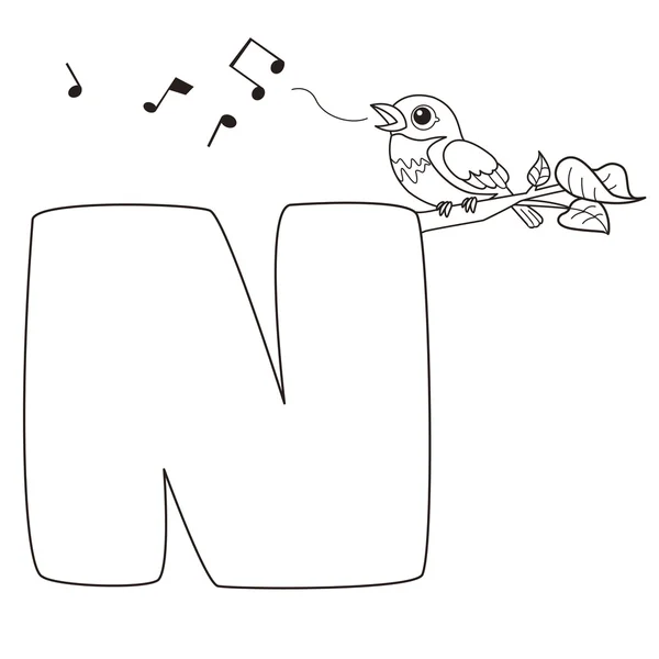 Алфавіт розмальовки для дітей, N — стоковий вектор