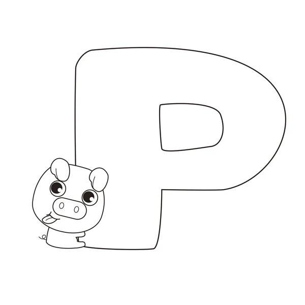 Çocuklar için p alfabe boyama — Stok Vektör