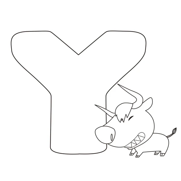 Алфавіт розмальовки для дітей, Y — стоковий вектор