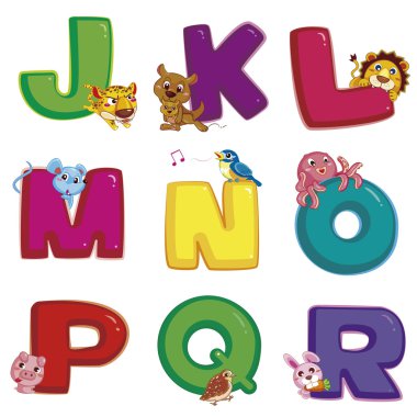 Animal alphabet J to R clipart