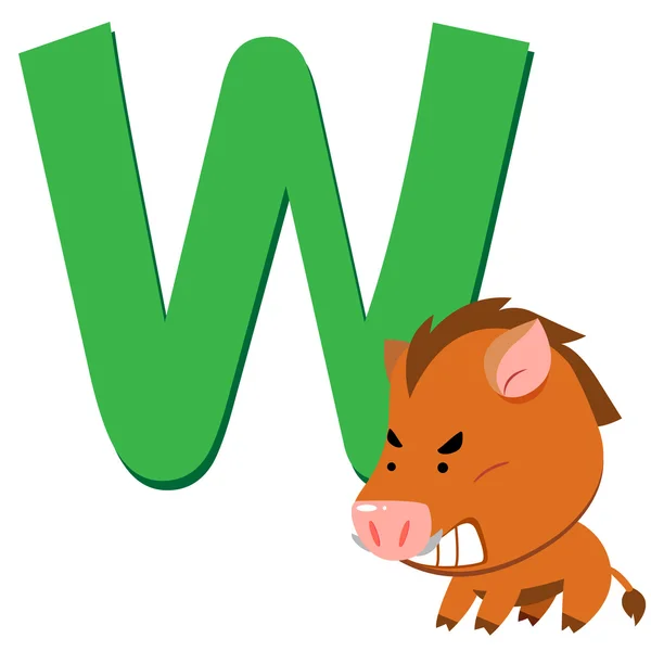 Zvířecí abeceda w — Stockový vektor