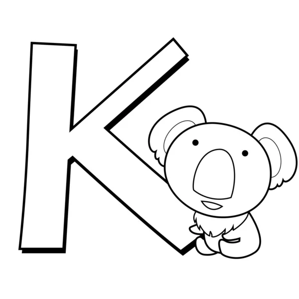 Coloring Alphabet for Kids, K — Stock Vector