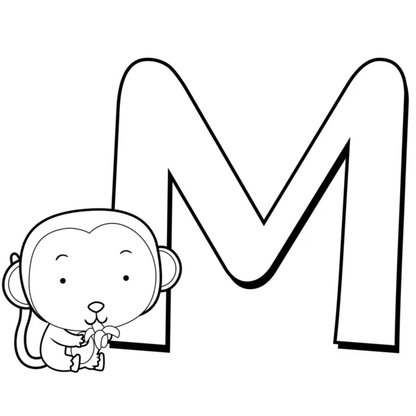 M 아이 들을 위한 알파벳 색칠 공부 — 스톡 벡터