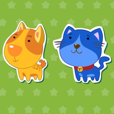 Cute animal stickers 01 clipart