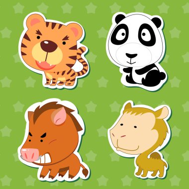 Cute animal stickers 06 clipart