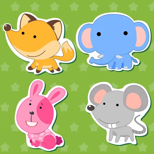 Cute dieren stickers 04 — Stockvector