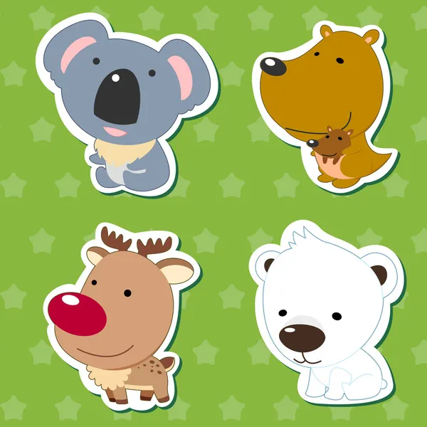 Cute dieren stickers 05 — Stockvector