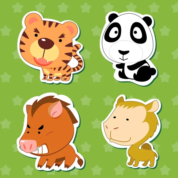 Cute dieren stickers 06 — Stockvector
