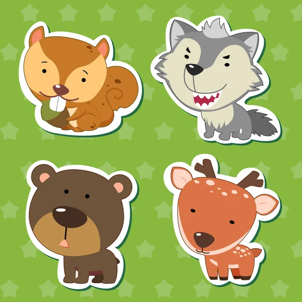 Cute dieren stickers 07 — Stockvector