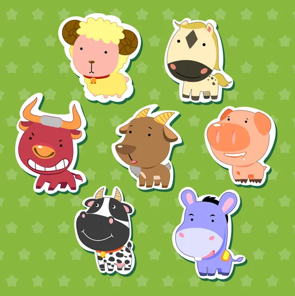 Cute dieren stickers 08 — Stockvector