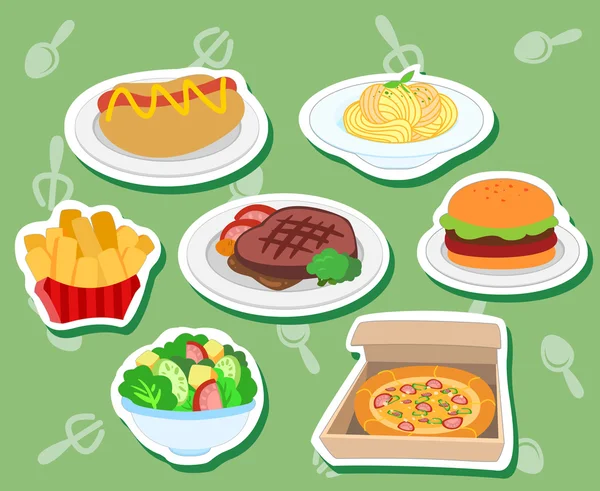 可爱的食物 stickers01 — 图库矢量图片