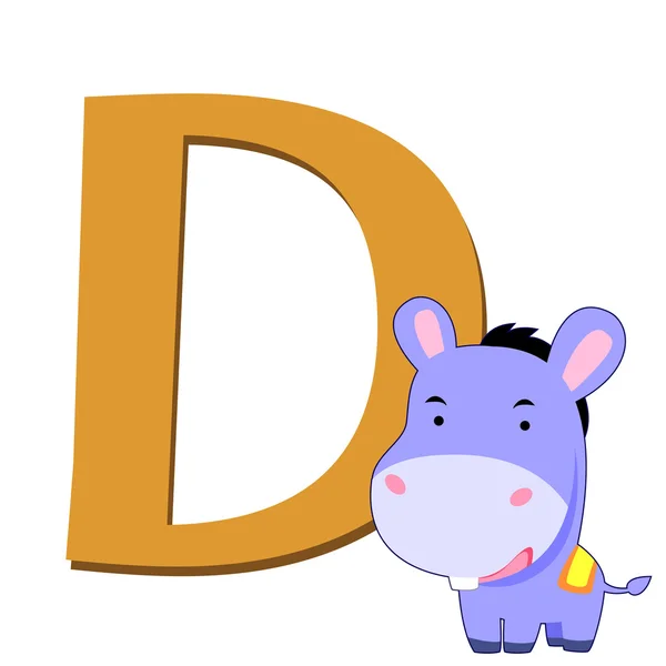 Alfabeto animal D — Vetor de Stock